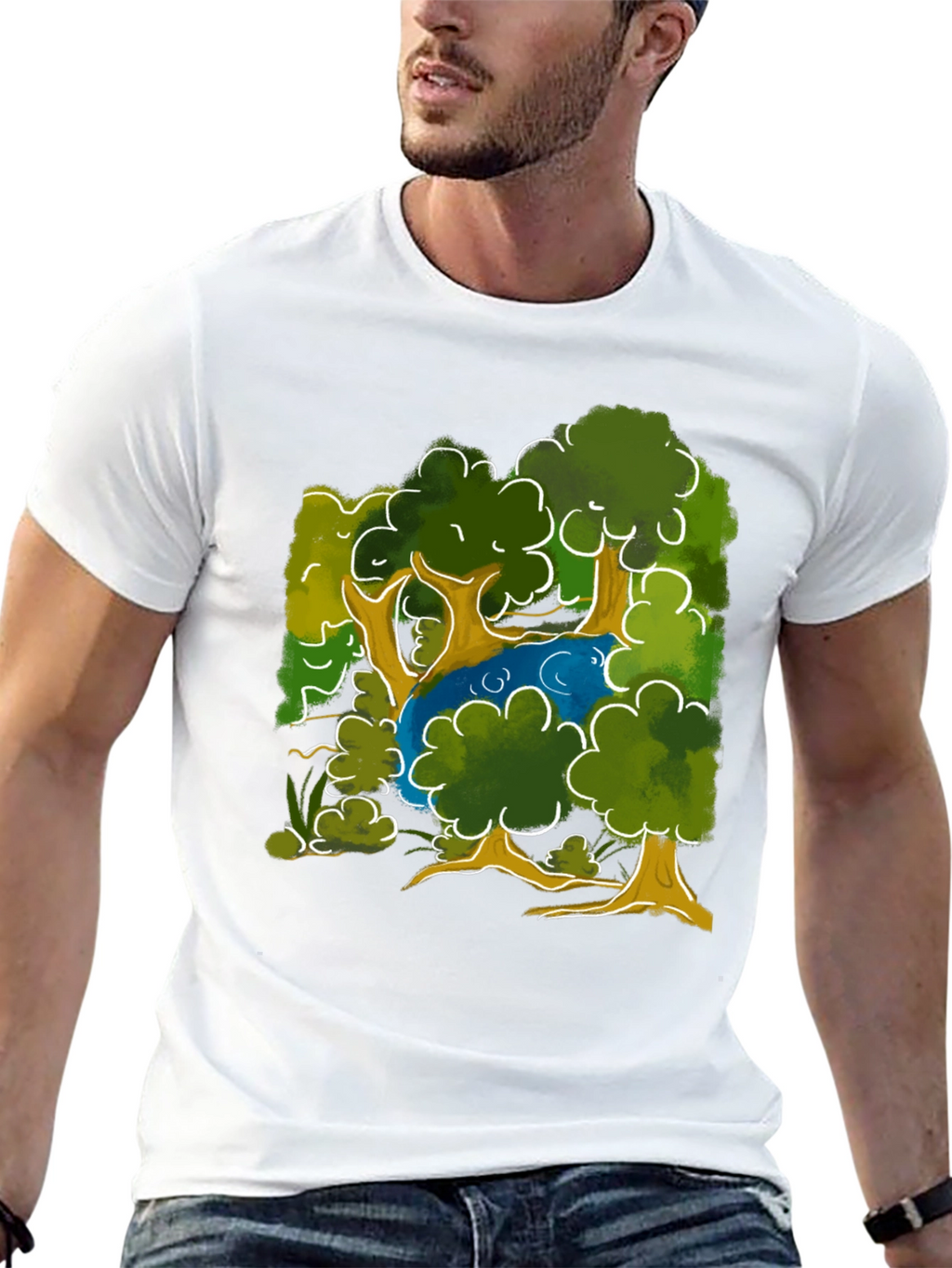 Nature Scene Graphic Tee - Black Cotton