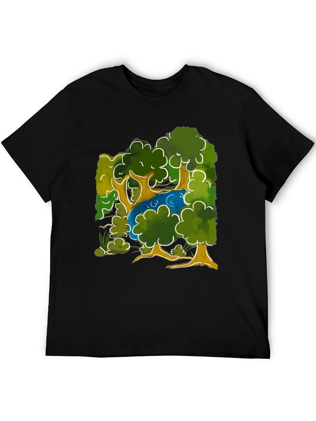 Nature Scene Graphic Tee - Black Cotton
