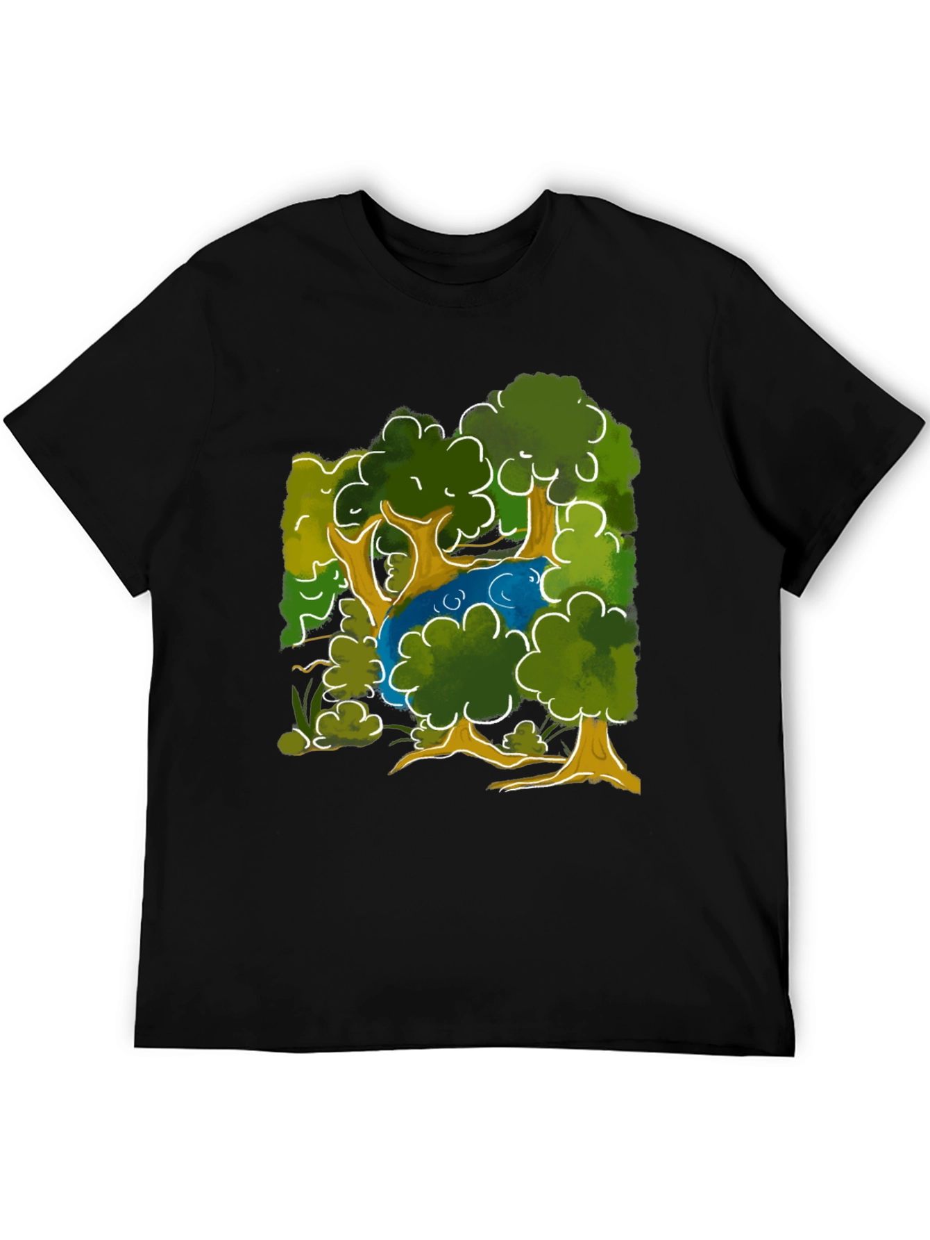 Nature Scene Graphic Tee - Black Cotton
