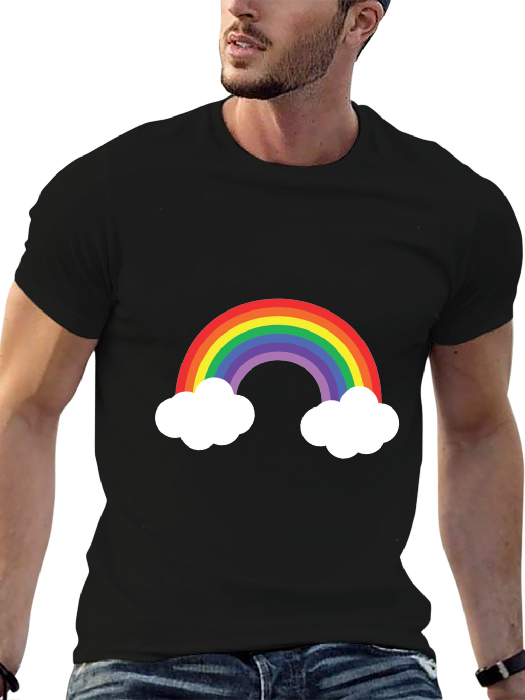 Rainbow Cloud Graphic Tee - Mens Black T-Shirt