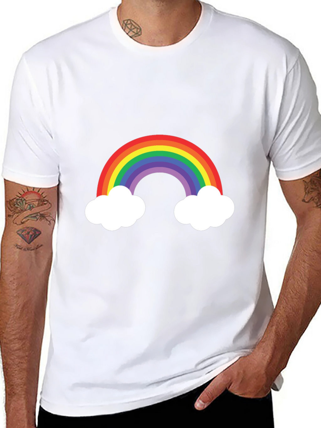 Rainbow Cloud Graphic Tee - Mens Black T-Shirt