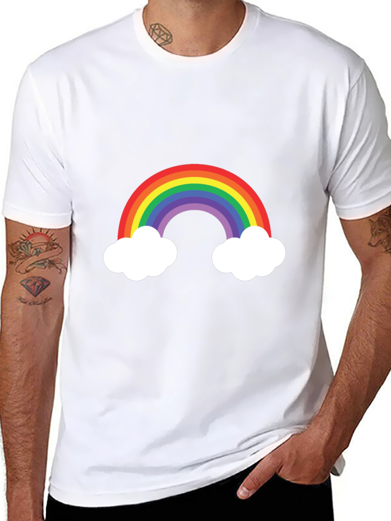 Rainbow Cloud Graphic Tee - Mens Black T-Shirt