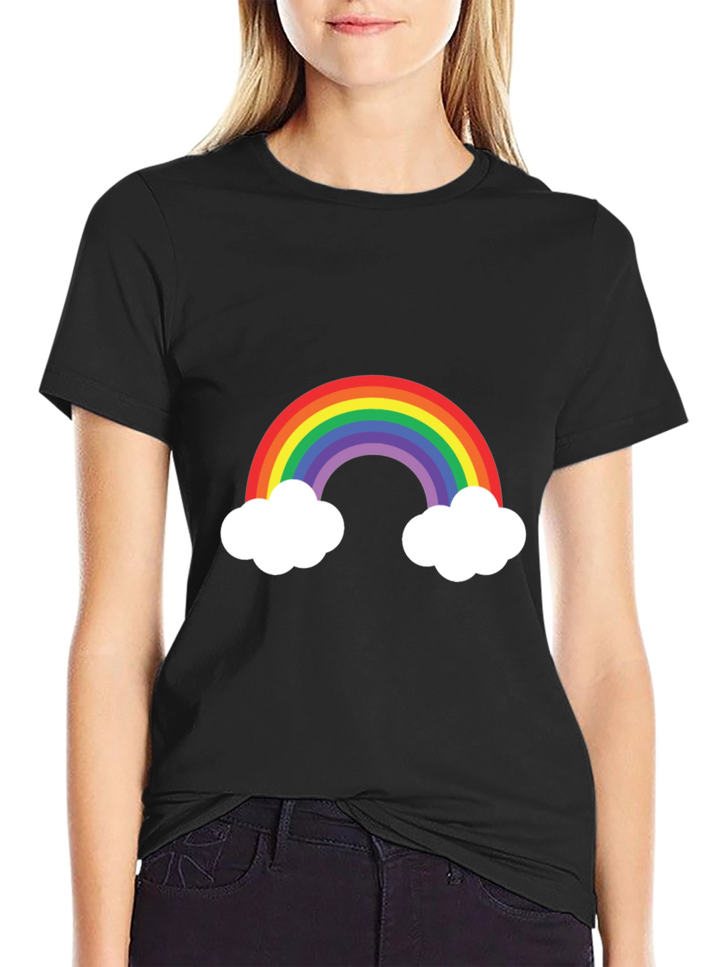 Rainbow Cloud Graphic Tee - Mens Black T-Shirt