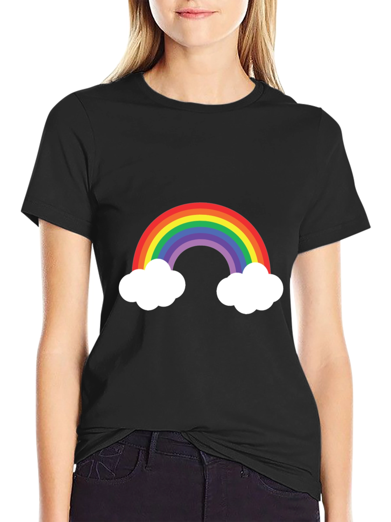 Rainbow Cloud Graphic Tee - Mens Black T-Shirt