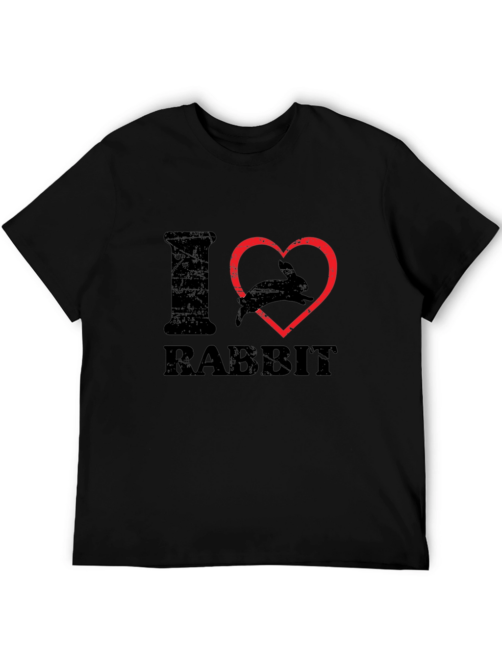 I Heart Rabbit T-Shirt Black Cotton Casual Wear