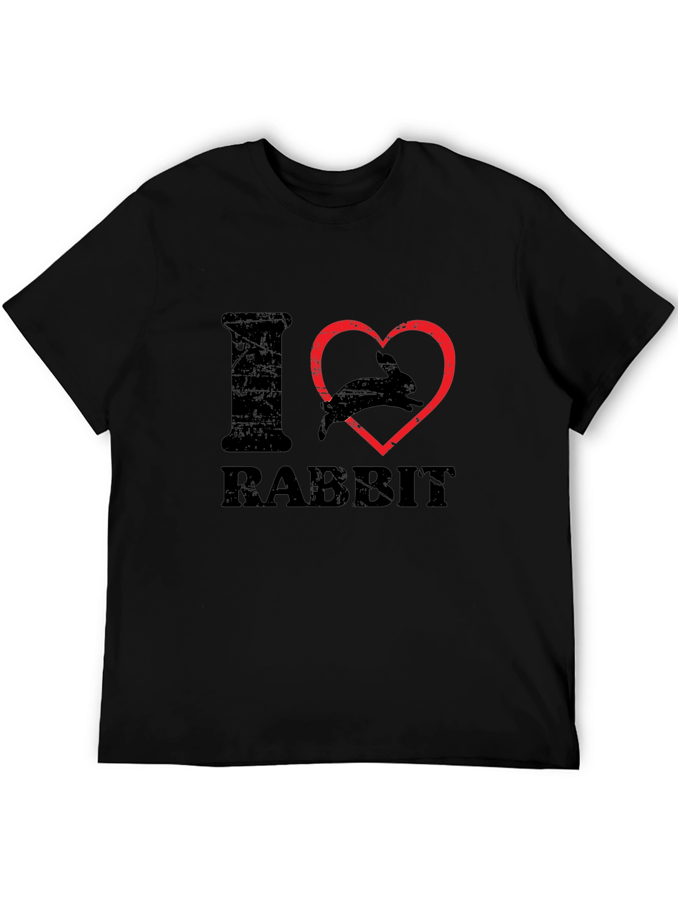 I Heart Rabbit T-Shirt Black Cotton Casual Wear