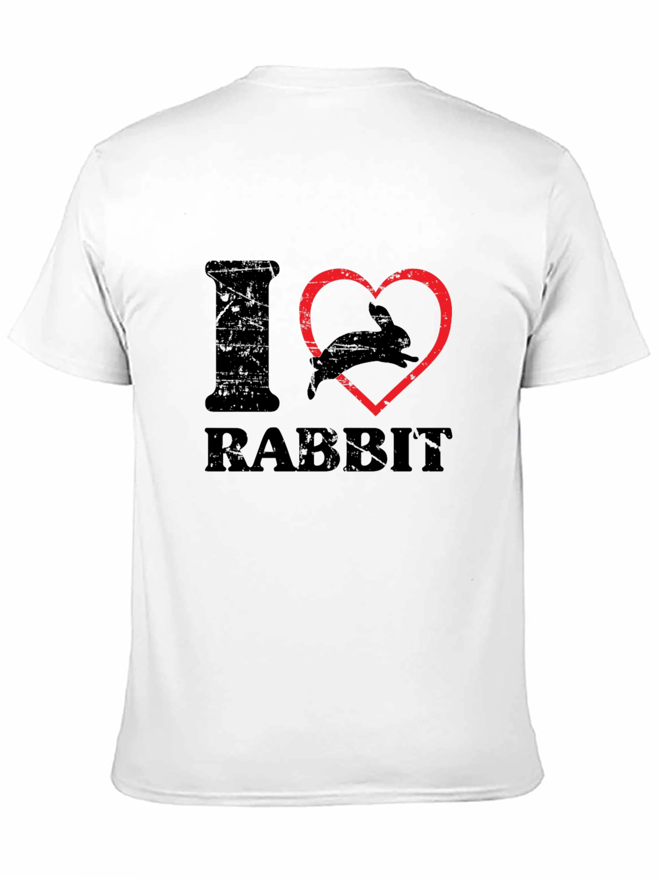 I Heart Rabbit T-Shirt Black Cotton Casual Wear
