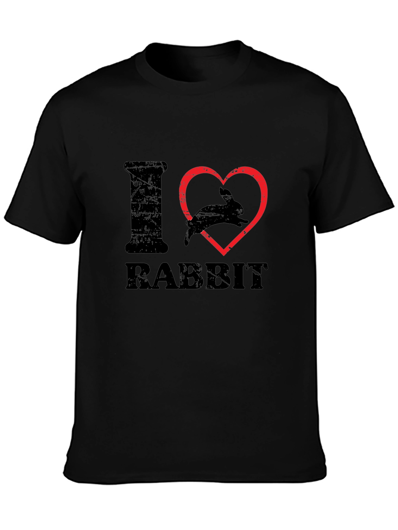 I Heart Rabbit T-Shirt Black Cotton Casual Wear
