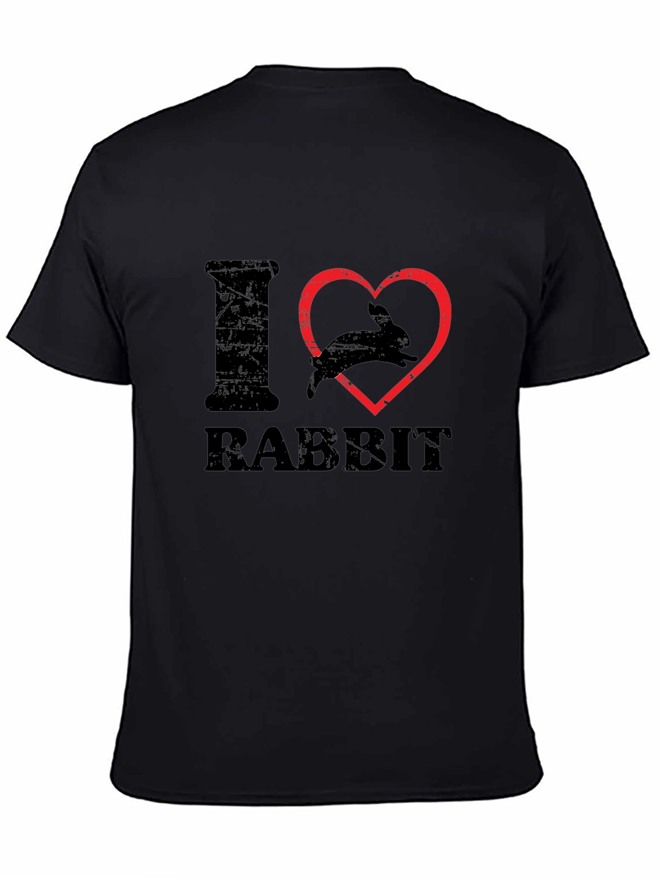 I Heart Rabbit T-Shirt Black Cotton Casual Wear