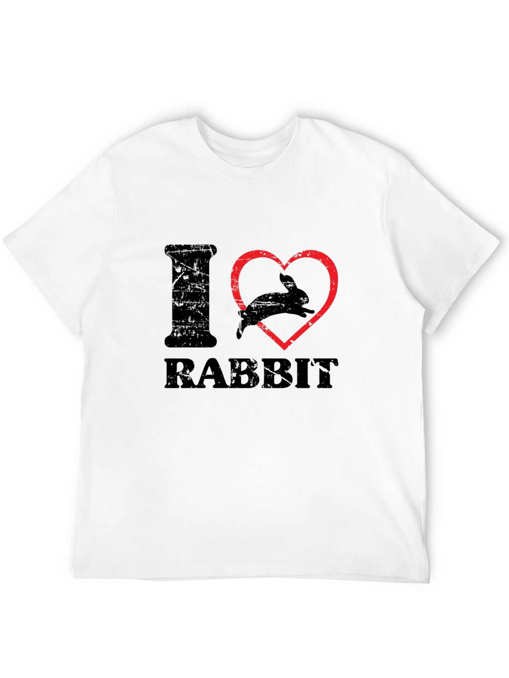 I Heart Rabbit T-Shirt Black Cotton Casual Wear