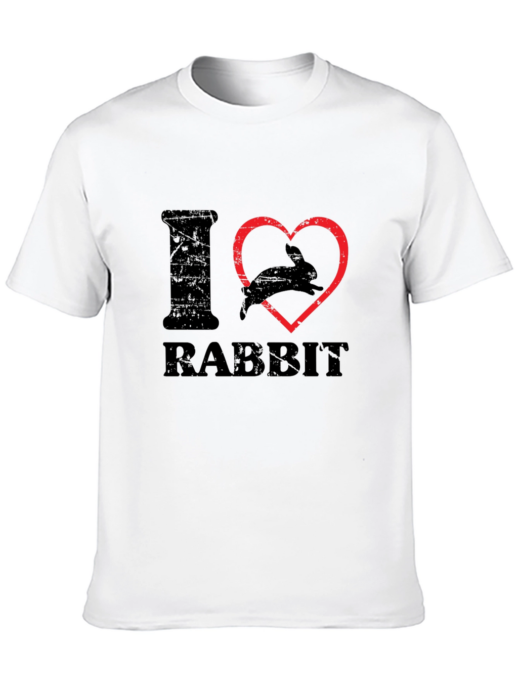 I Heart Rabbit T-Shirt Black Cotton Casual Wear