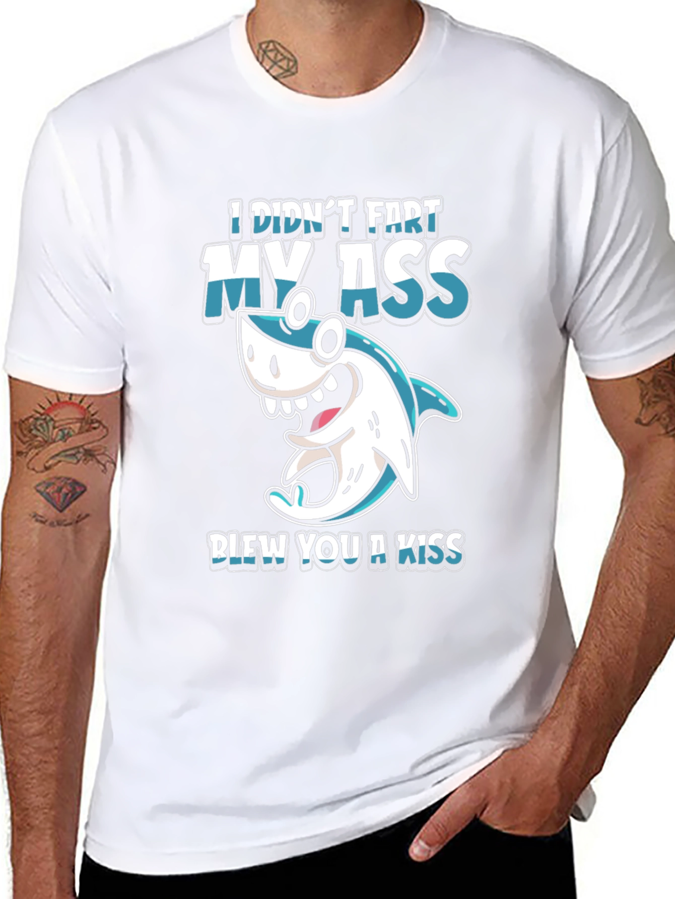 Funny Shark Fart Kiss T-Shirt - Humor Tee