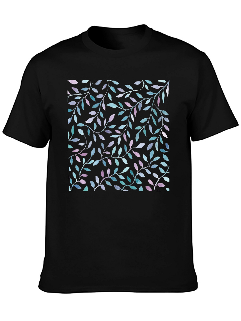 Leaf Print Black T-Shirt