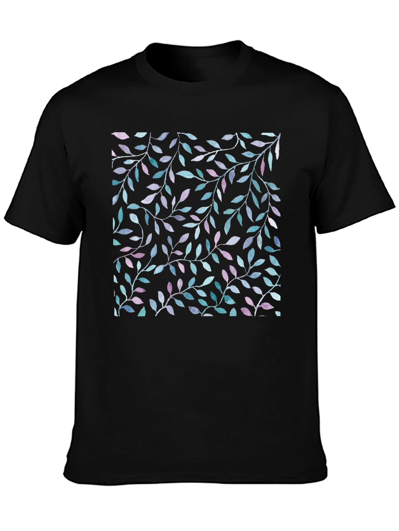 Leaf Print Black T-Shirt