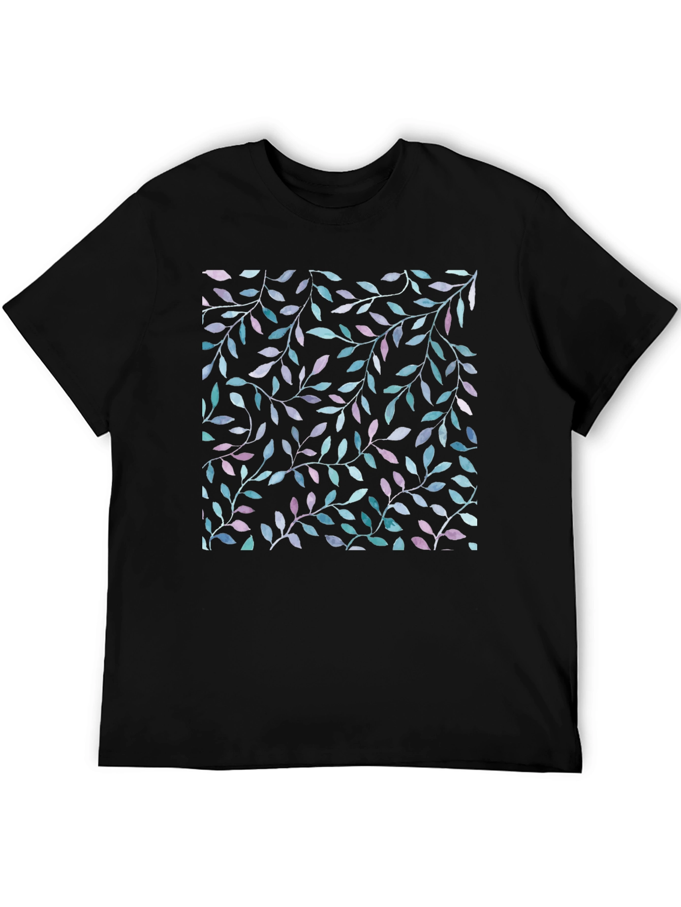 Leaf Print Black T-Shirt