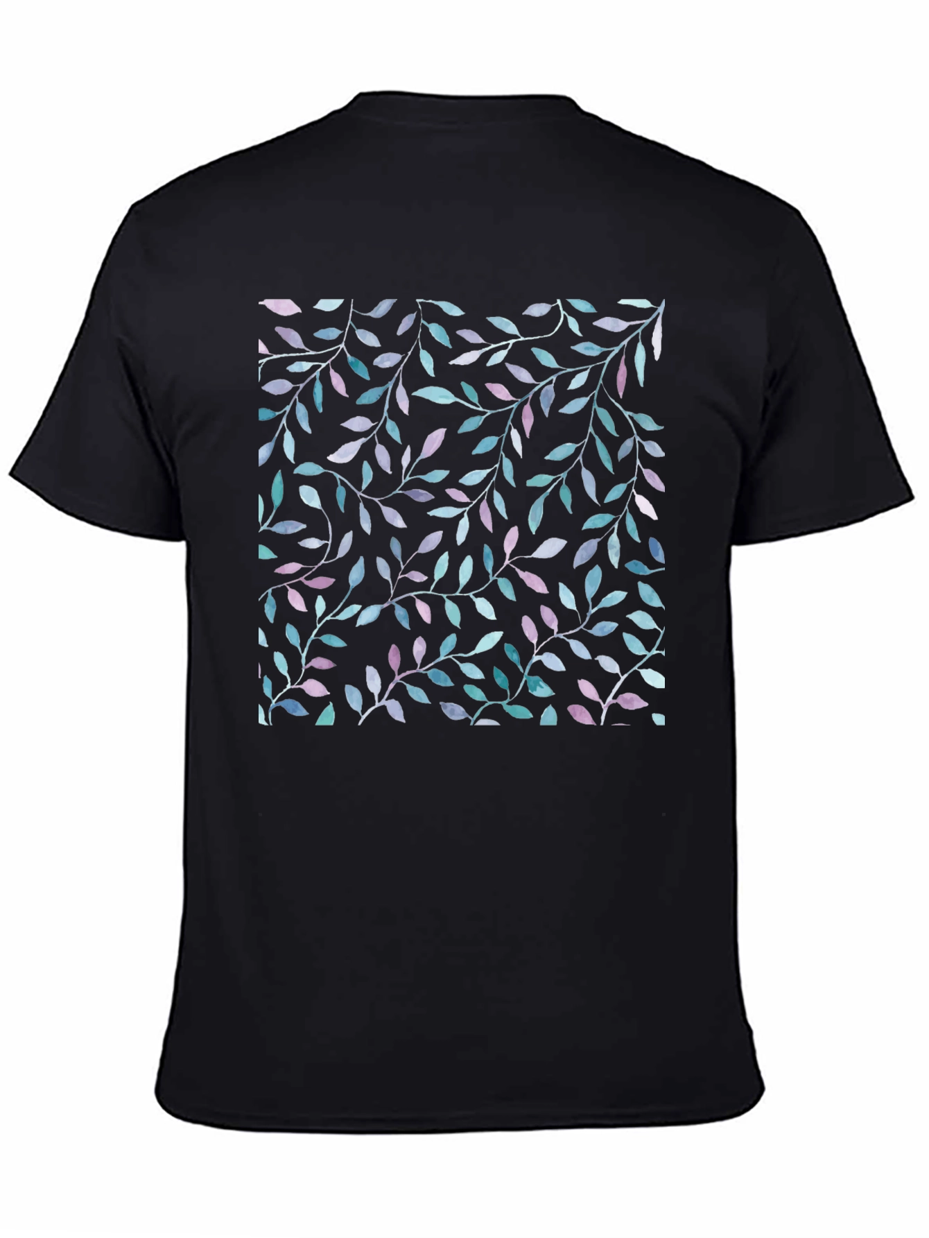 Leaf Print Black T-Shirt