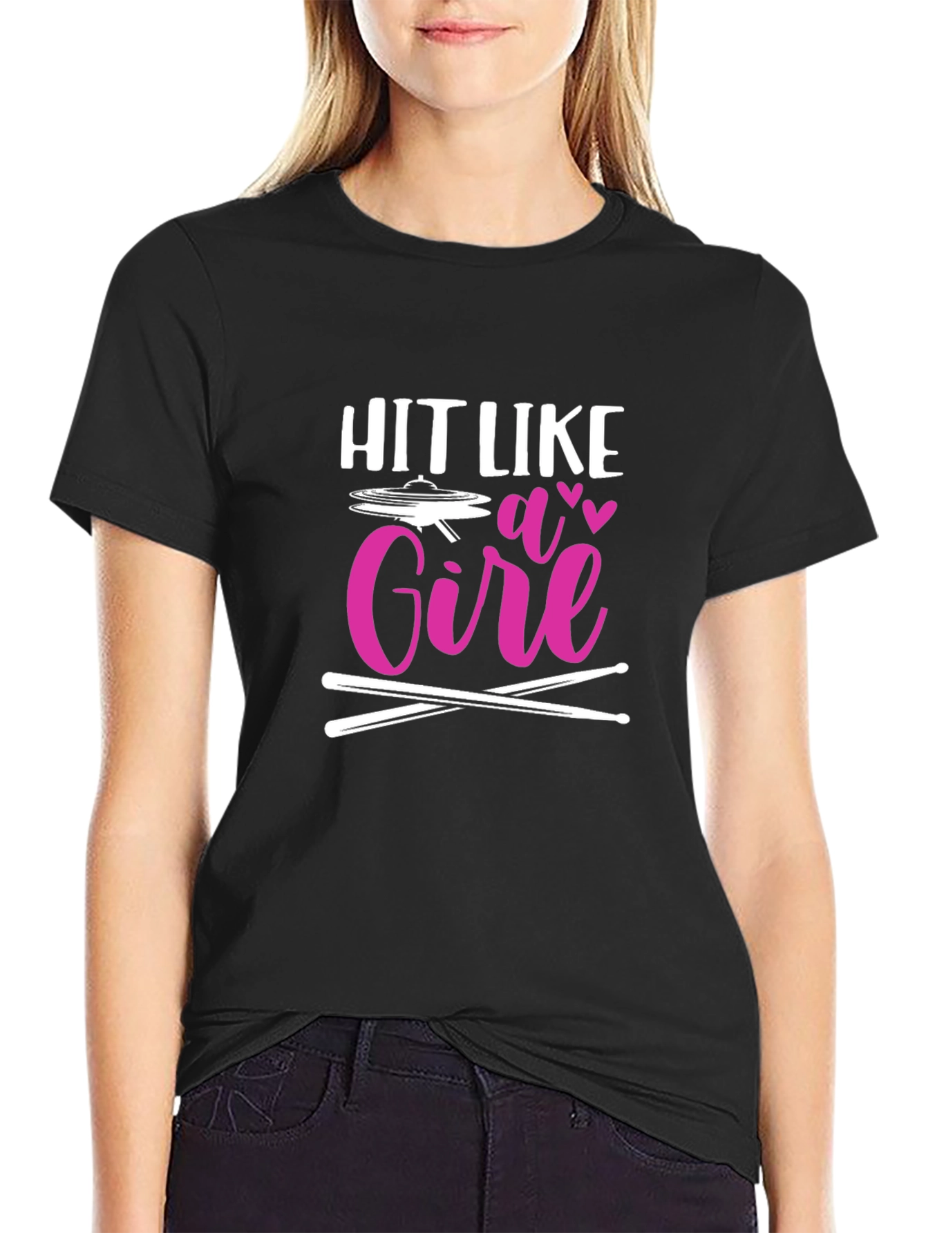 Hit Like a Girl Drummer T-Shirt - Music Lover Tee