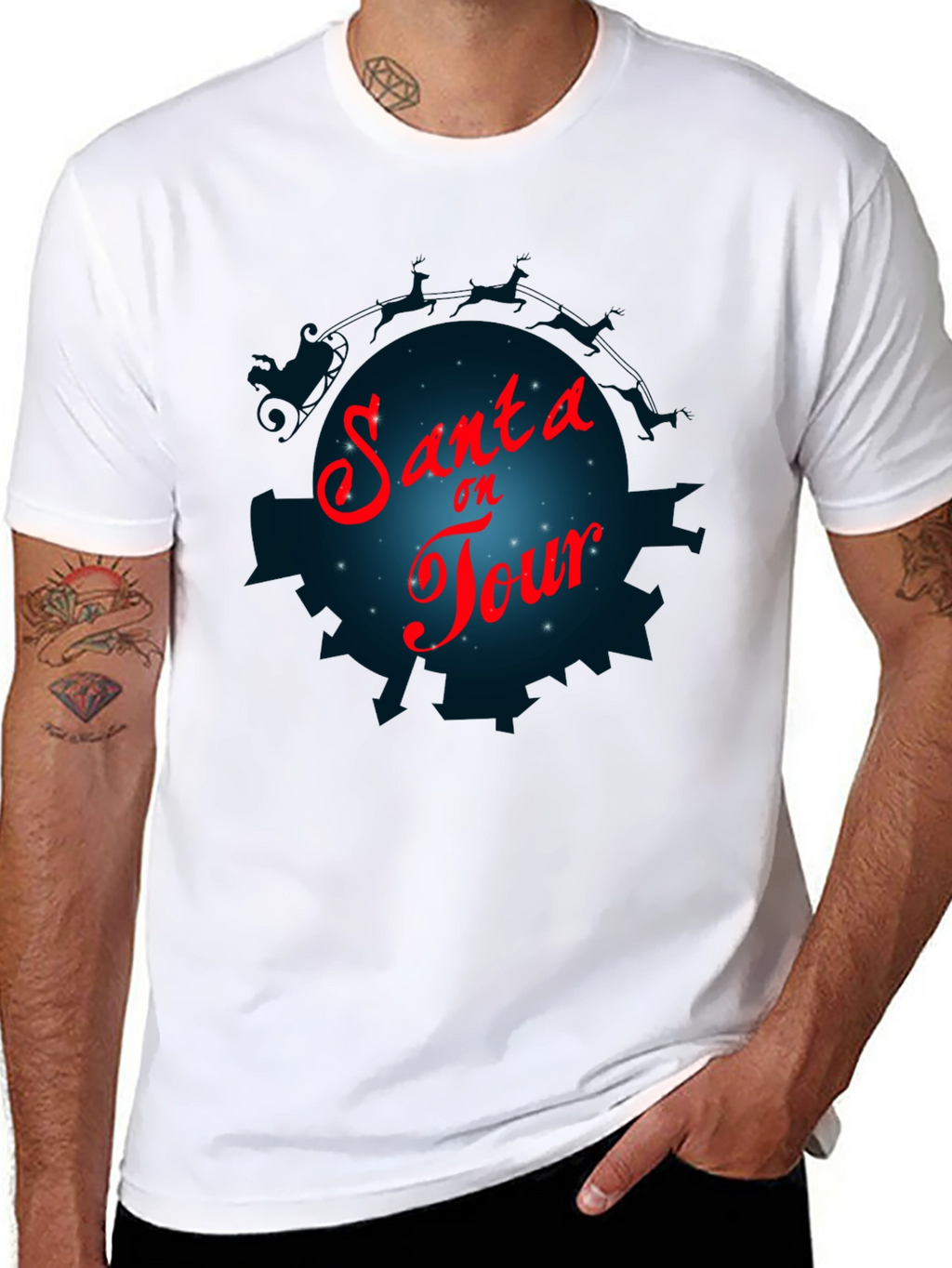 Santa On Tour T-Shirt - Holiday Festive Graphic Tee