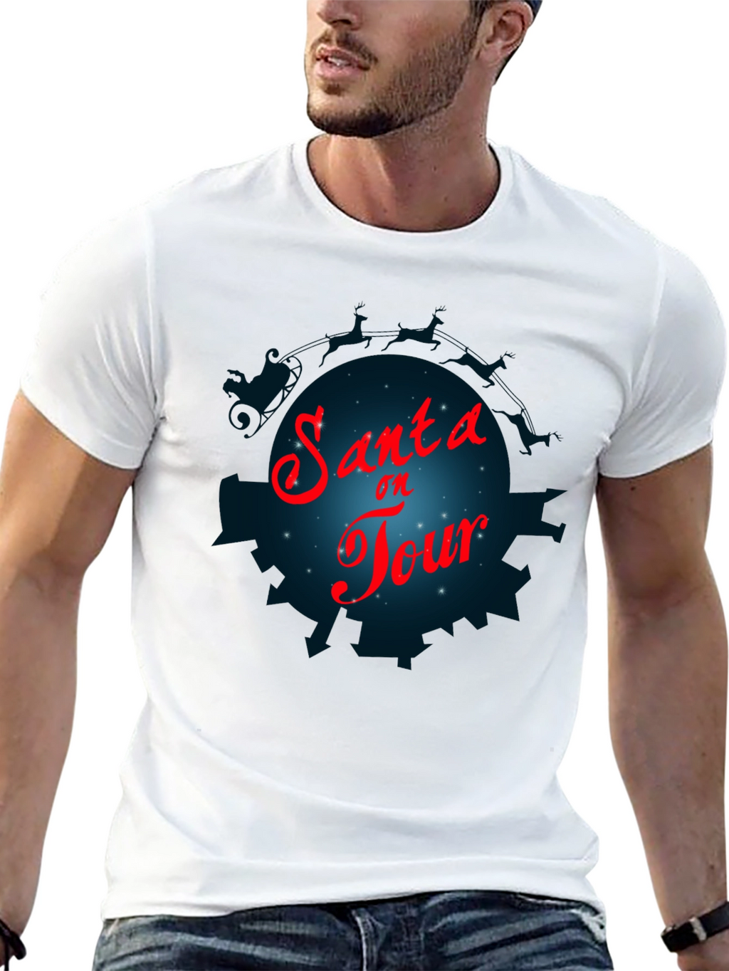 Santa On Tour T-Shirt - Holiday Festive Graphic Tee