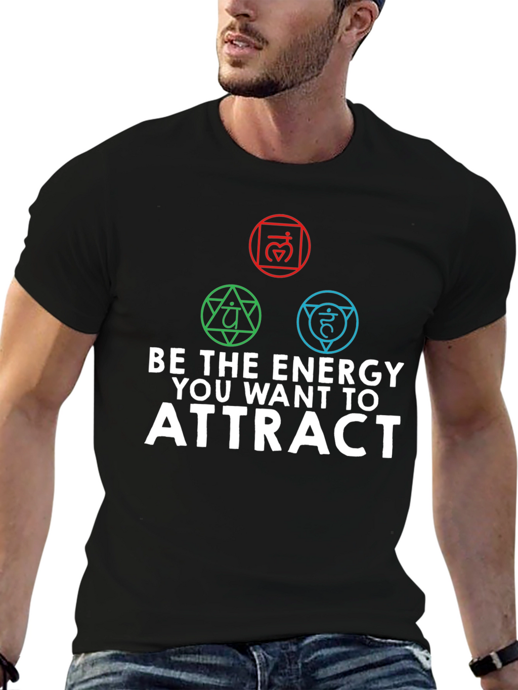 Energy Chakra Black Graphic T-Shirt for Men