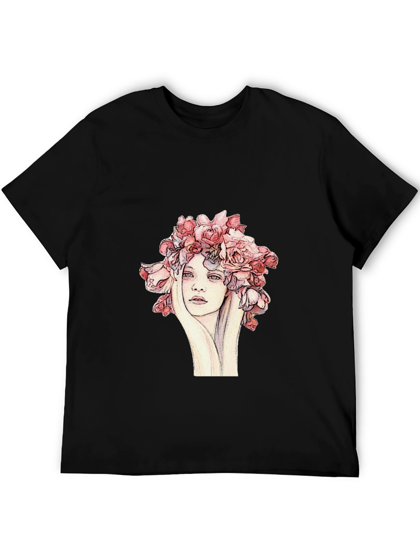 Floral Woman Graphic Tee - Unique Artistic Design