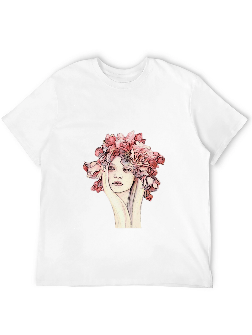 Floral Woman Graphic Tee - Unique Artistic Design