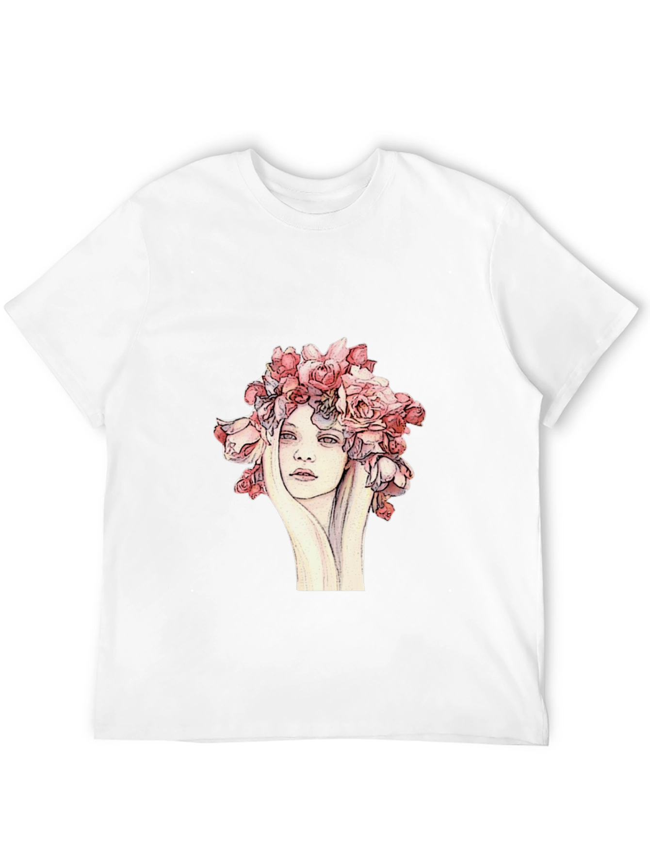 Floral Woman Graphic Tee - Unique Artistic Design