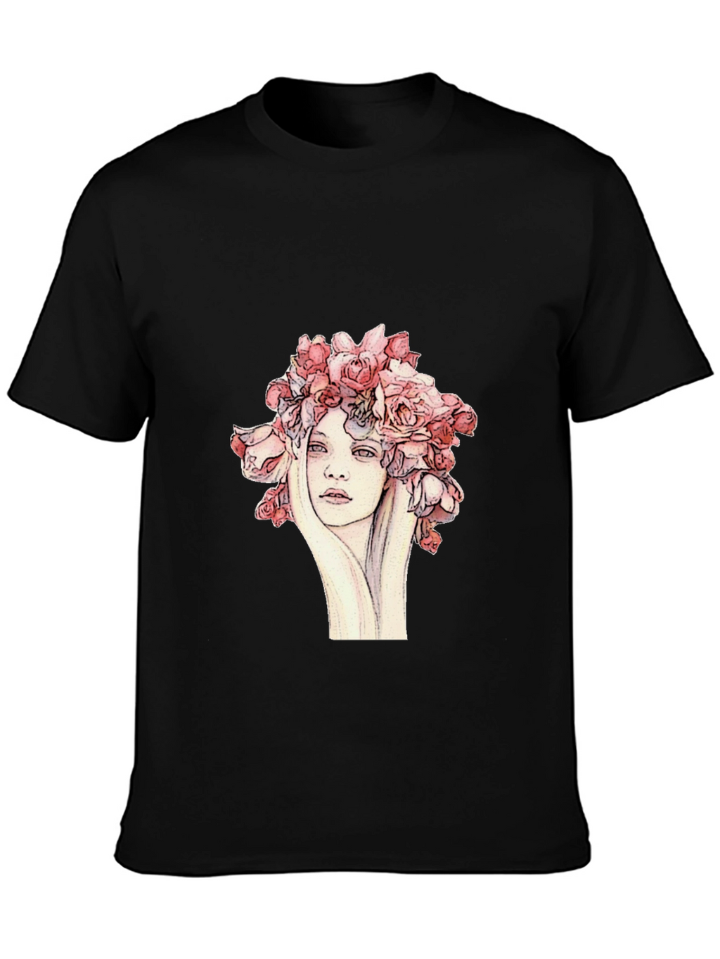 Floral Woman Graphic Tee - Unique Artistic Design