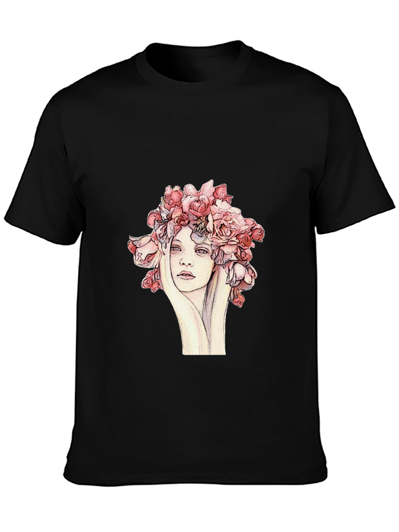 Floral Woman Graphic Tee - Unique Artistic Design