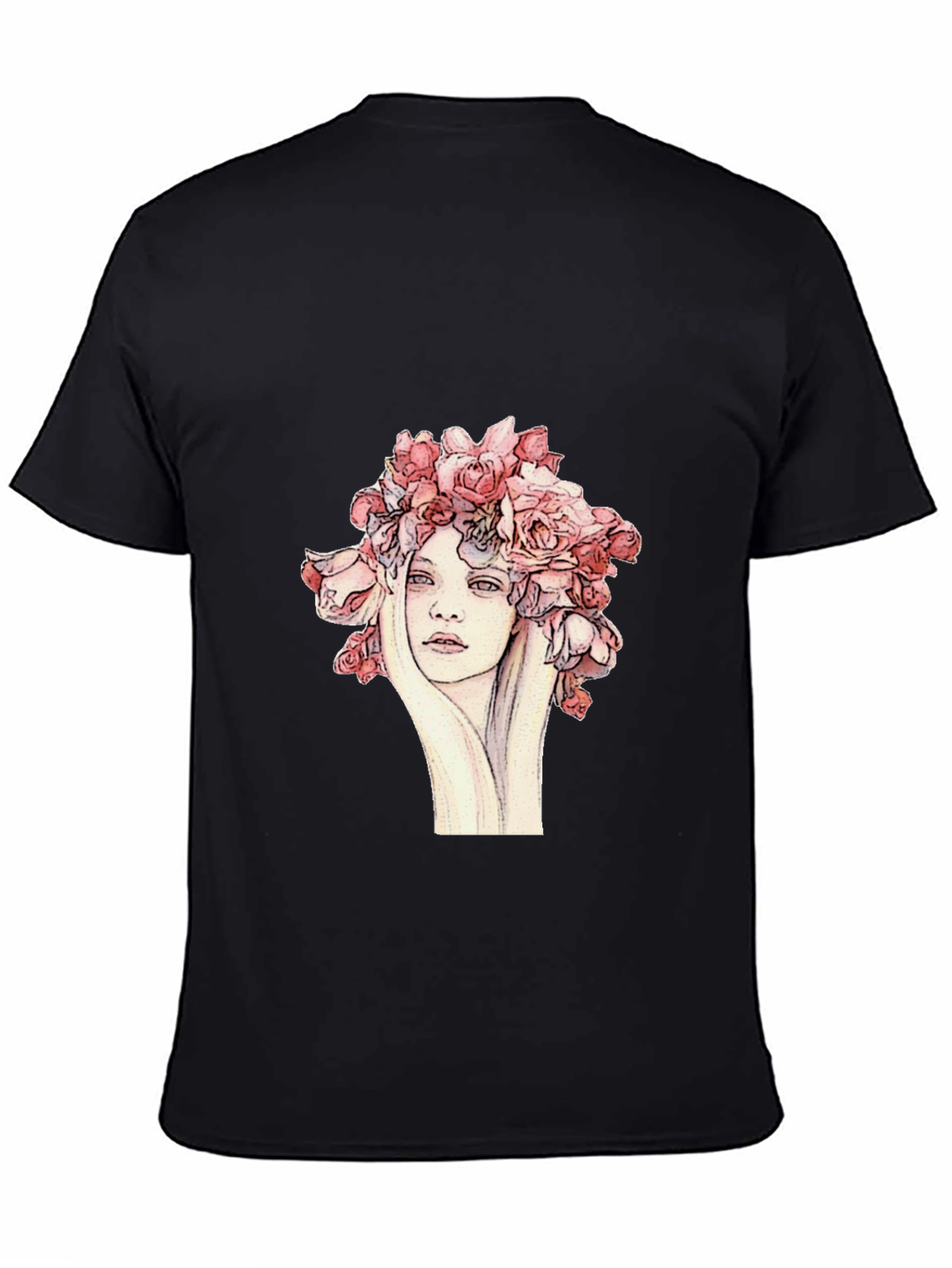 Floral Woman Graphic Tee - Unique Artistic Design
