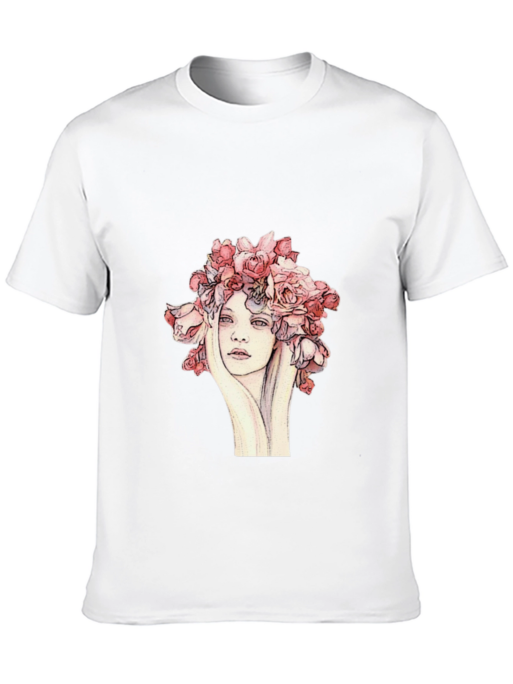 Floral Woman Graphic Tee - Unique Artistic Design