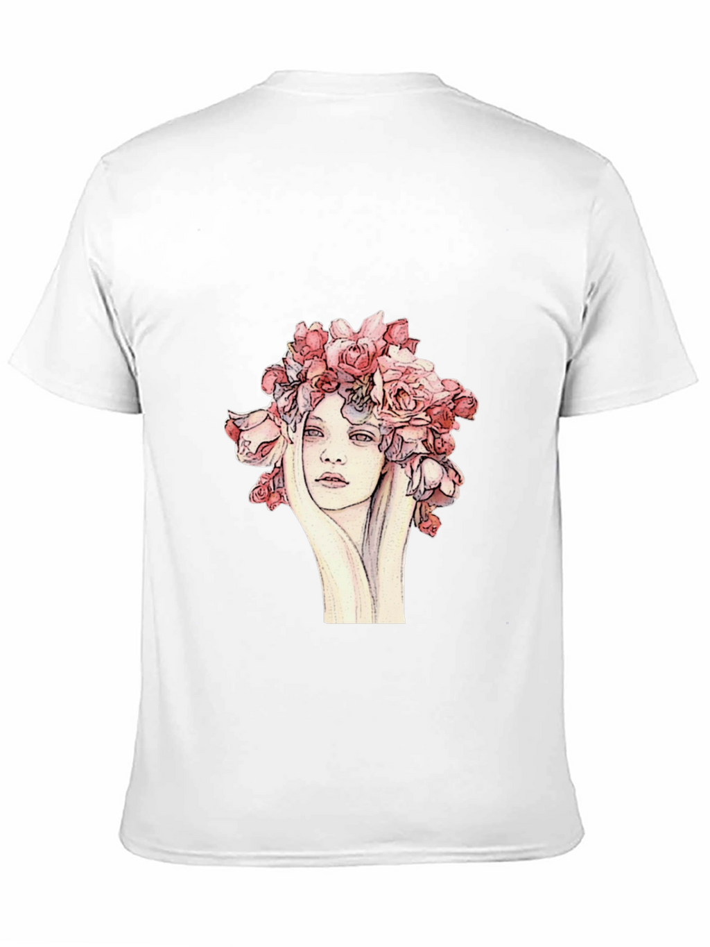 Floral Woman Graphic Tee - Unique Artistic Design