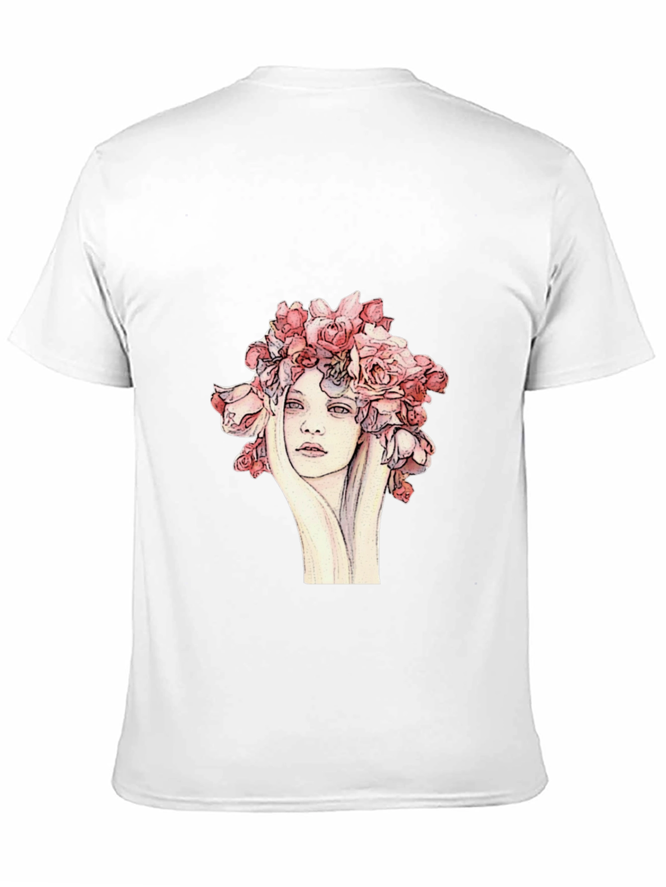 Floral Woman Graphic Tee - Unique Artistic Design