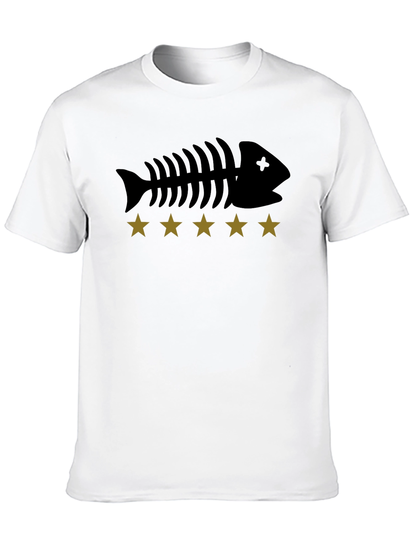 Fishbone & Star Graphic Tee - Black Cotton T-Shirt