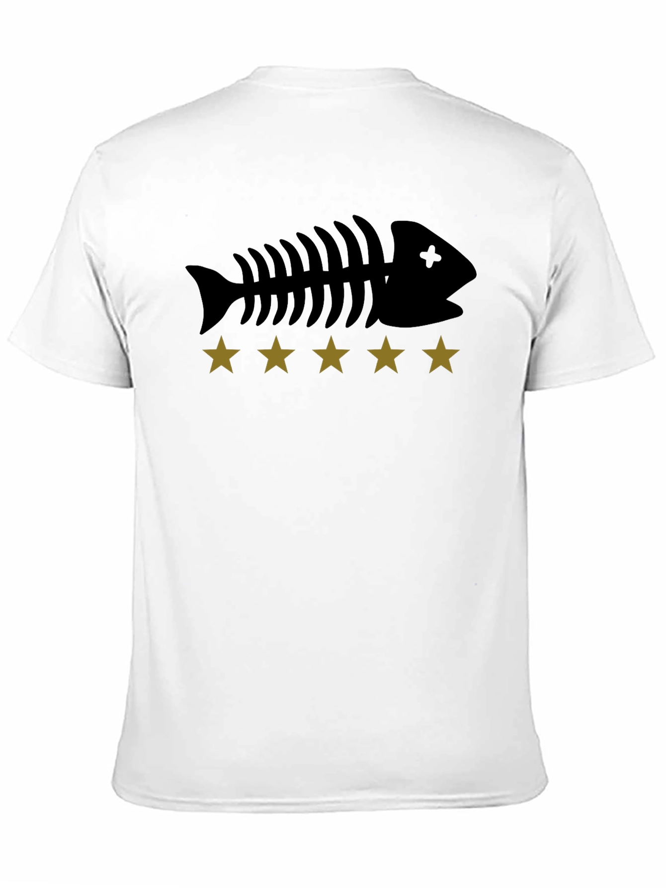 Fishbone & Star Graphic Tee - Black Cotton T-Shirt