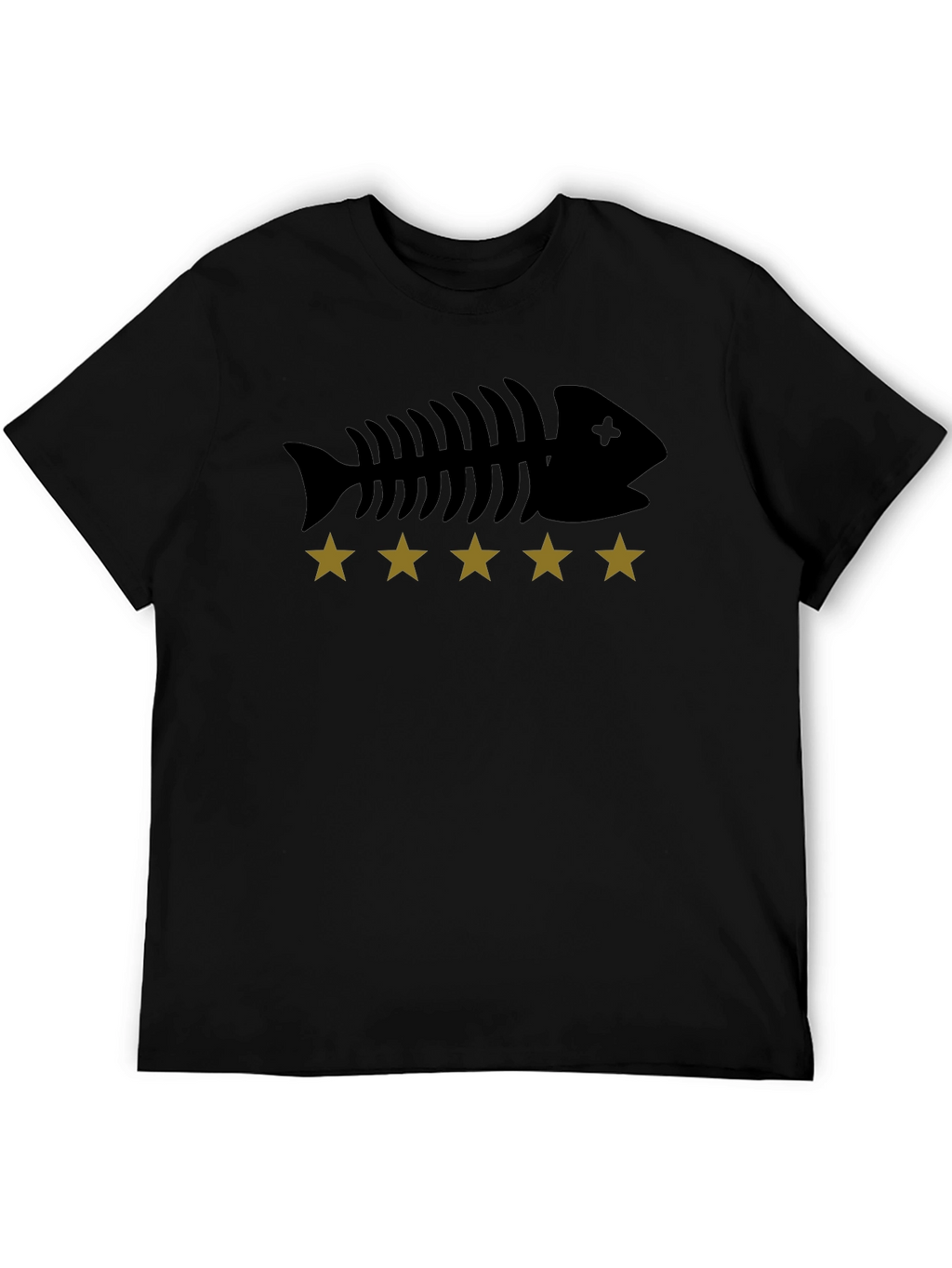 Fishbone & Star Graphic Tee - Black Cotton T-Shirt