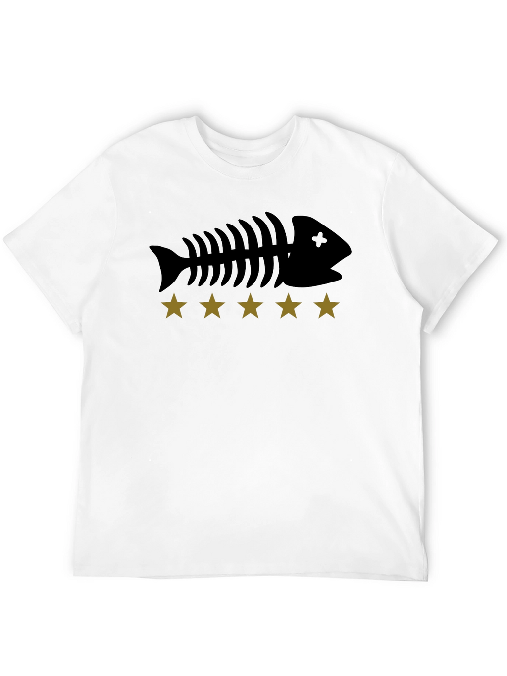Fishbone & Star Graphic Tee - Black Cotton T-Shirt