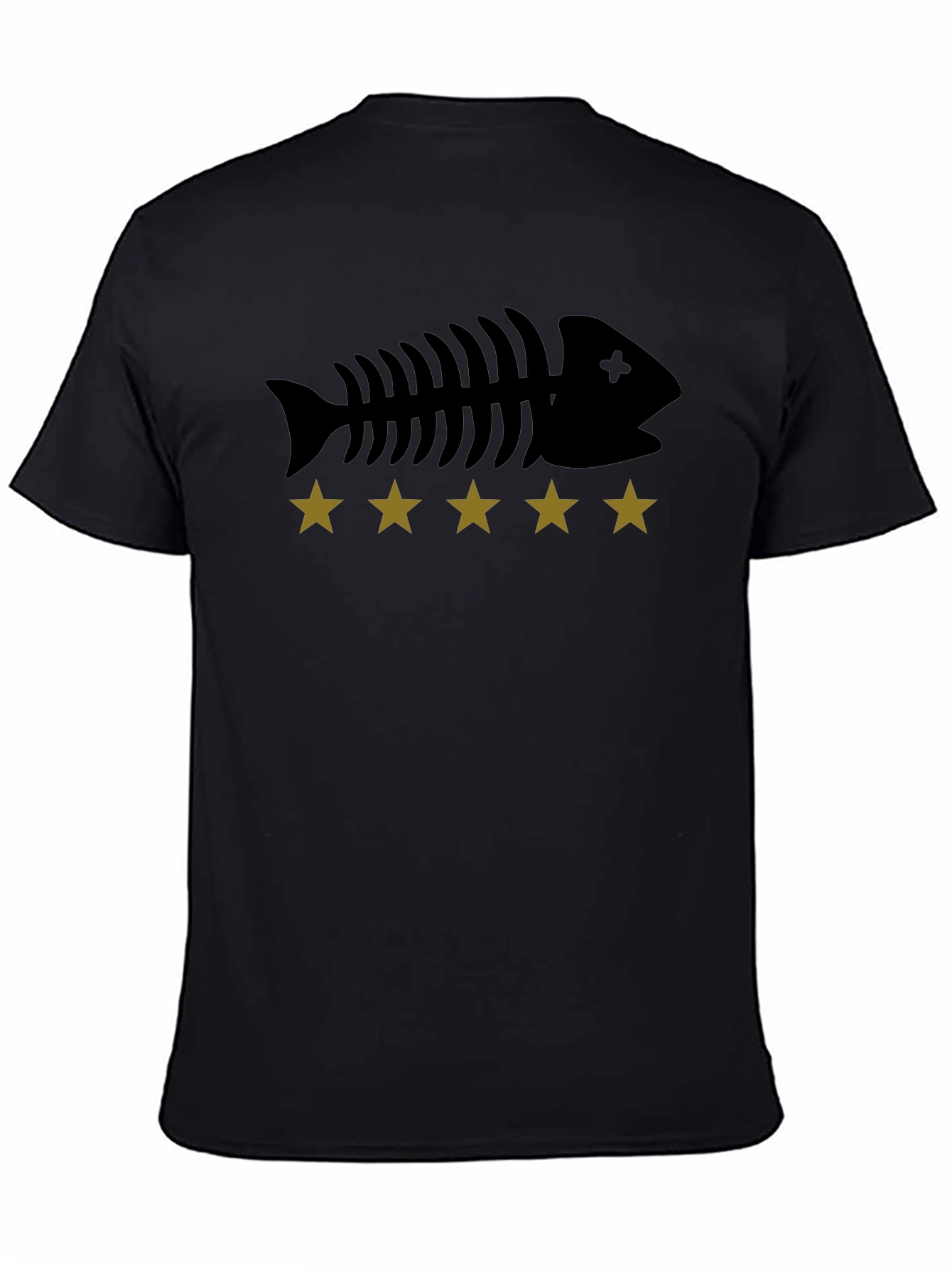 Fishbone & Star Graphic Tee - Black Cotton T-Shirt