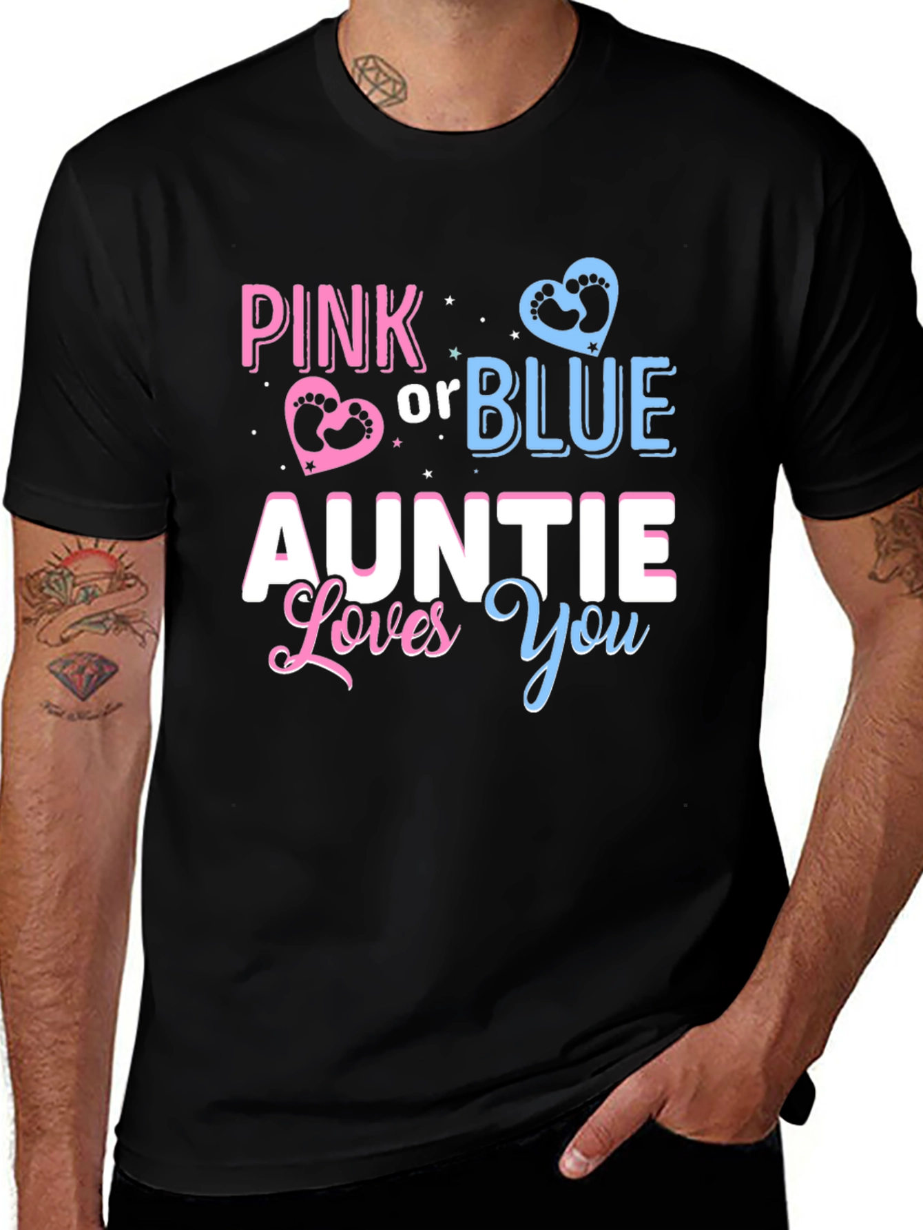 Pink or Blue Auntie Loves You Gender Reveal T-Shirt