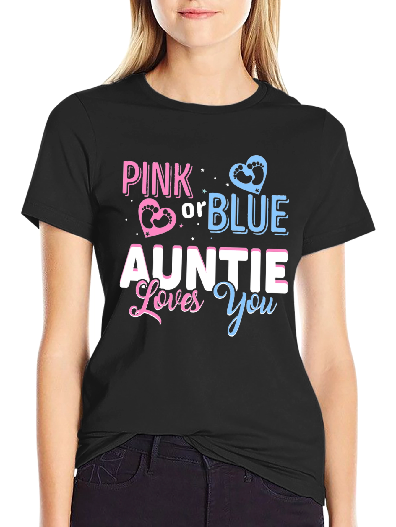 Pink or Blue Auntie Loves You Gender Reveal T-Shirt