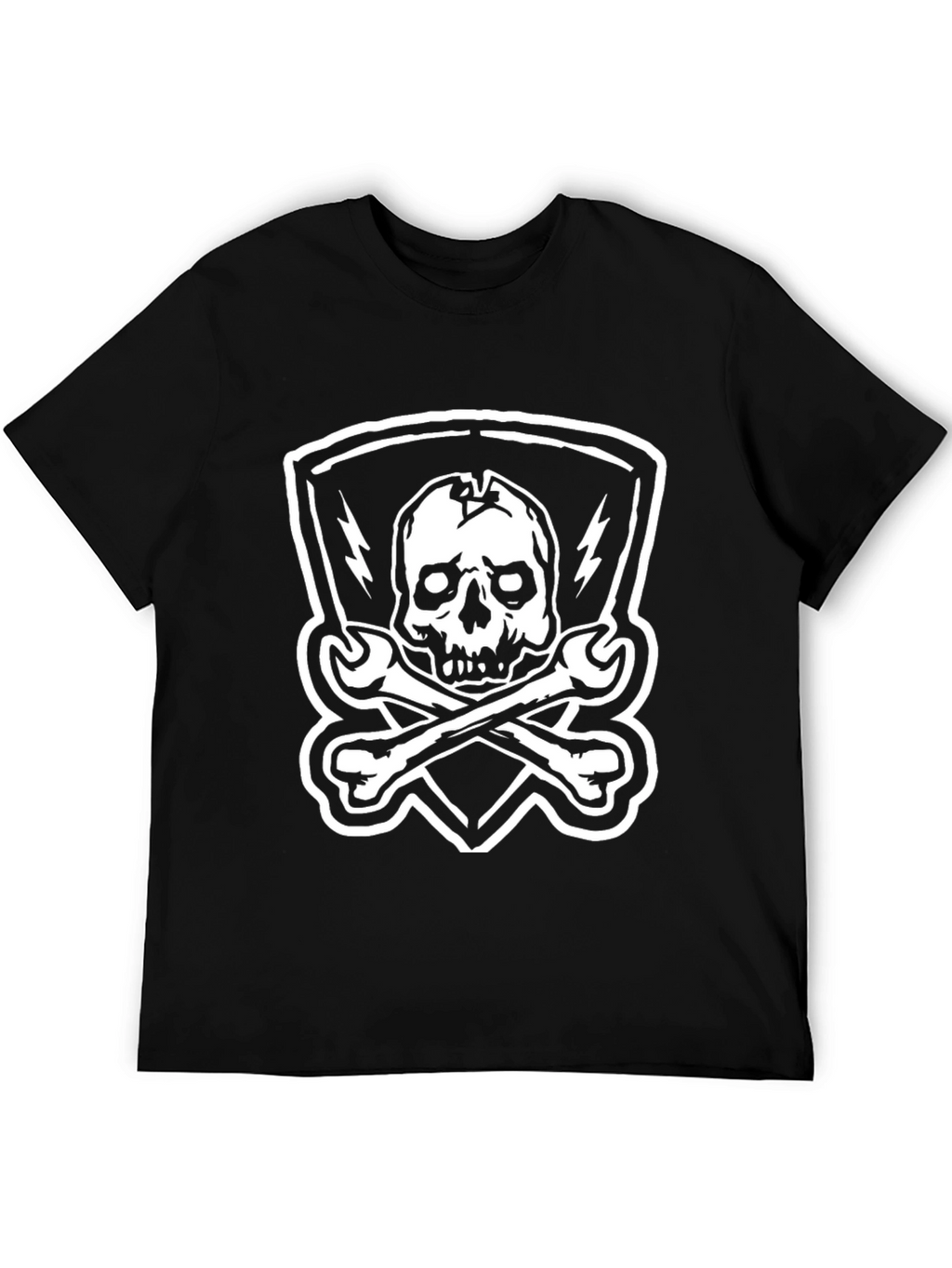 Skull & Wrenches Graphic Tee - Edgy Black T-Shirt