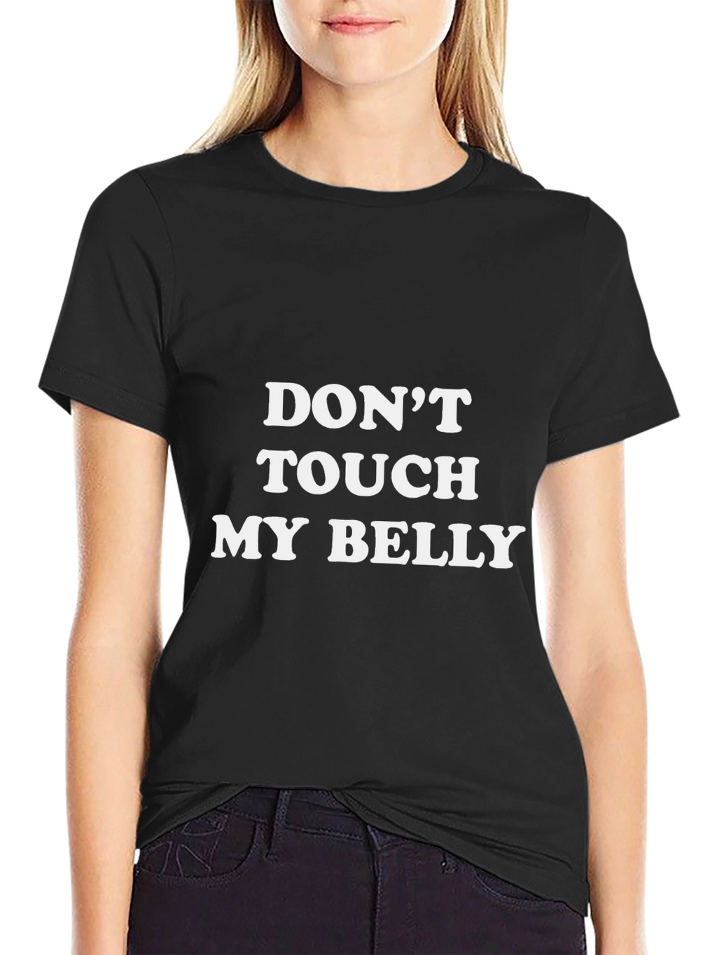Dont Touch My Belly Graphic Tee - Black