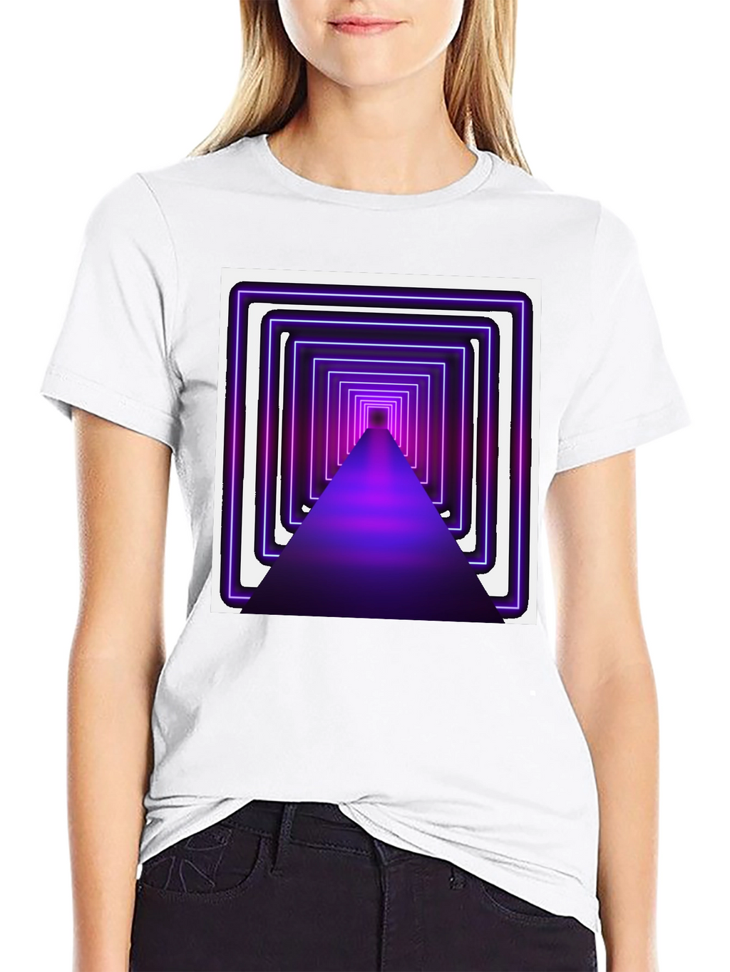 Neon Tunnel Graphic Tee - Modern Black T-Shirt