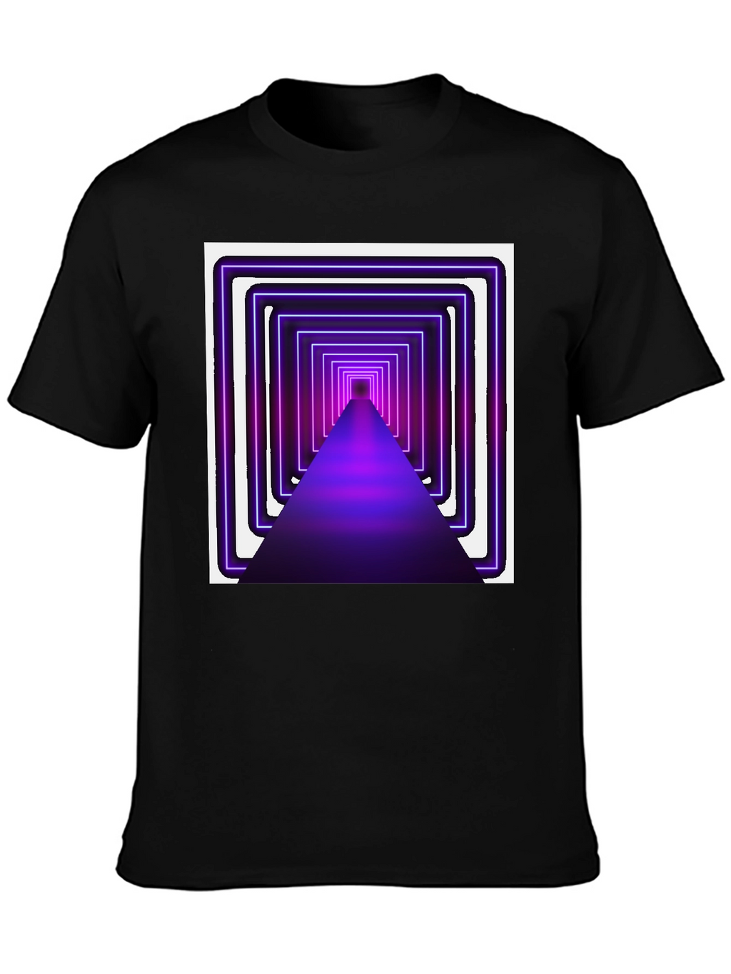 Neon Tunnel Graphic Tee - Modern Black T-Shirt