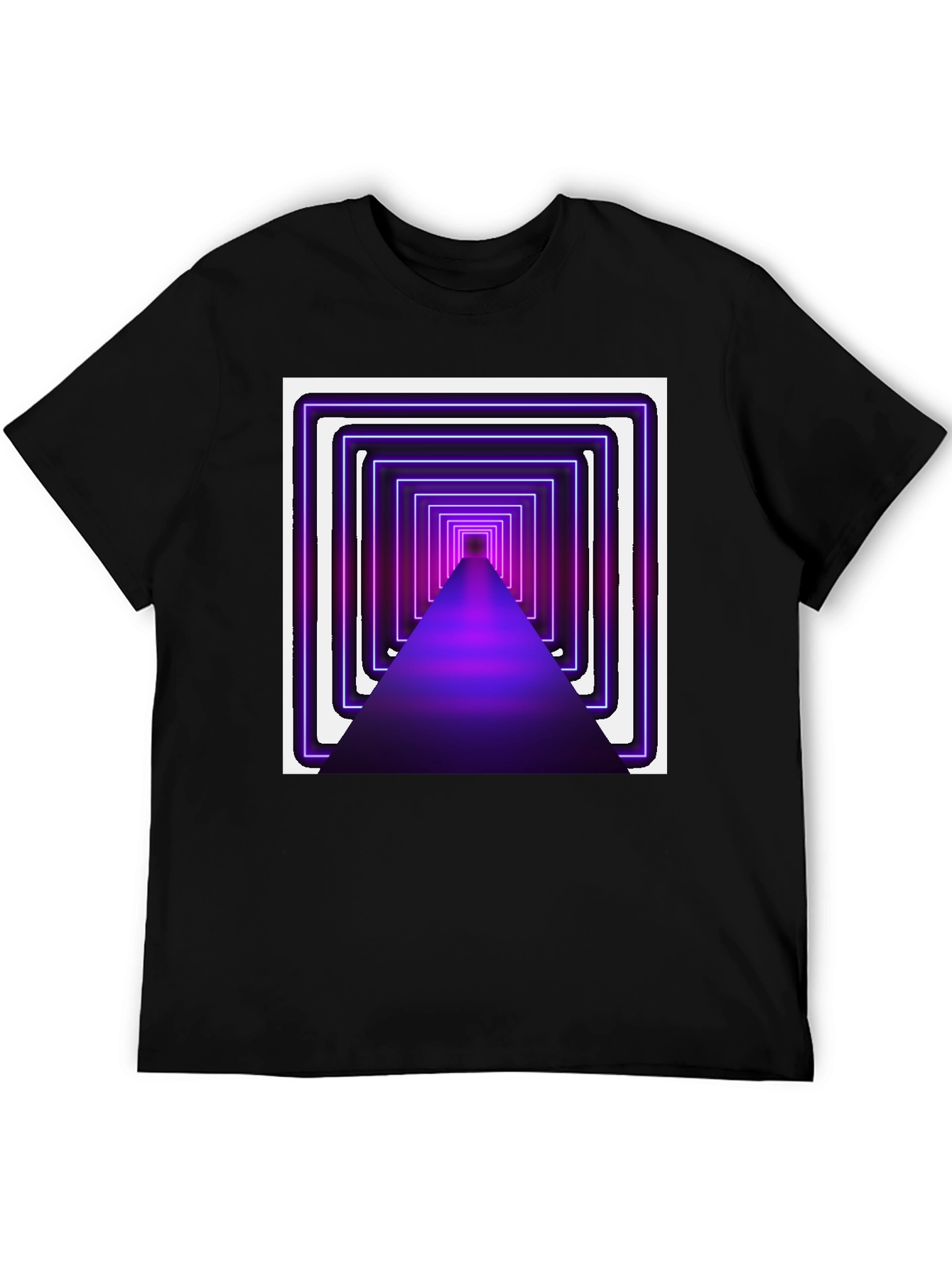 Neon Tunnel Graphic Tee - Modern Black T-Shirt