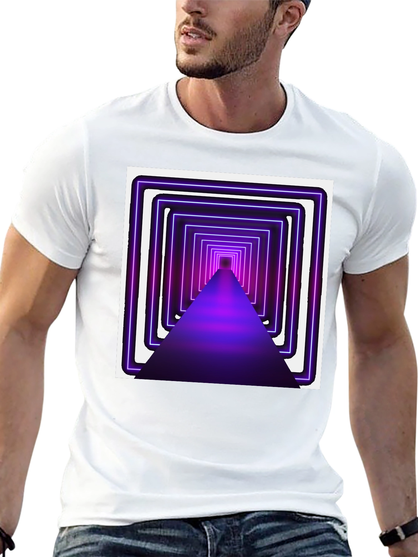 Neon Tunnel Graphic Tee - Modern Black T-Shirt