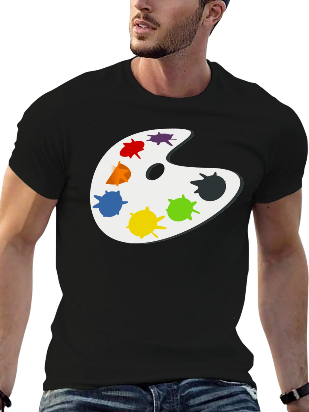 Artists Palette Black T-Shirt - Painter Gift