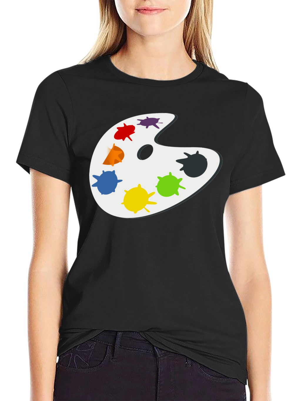 Artists Palette Black T-Shirt - Painter Gift