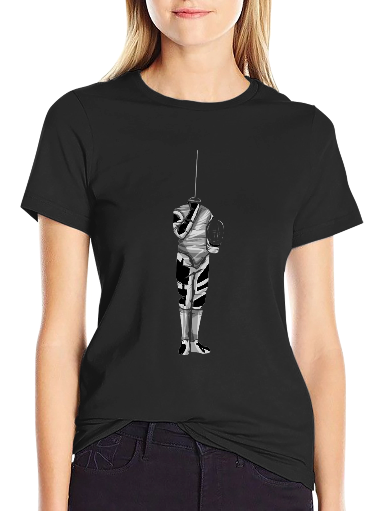 Fencing Graphic Tee - Black Cotton T-Shirt