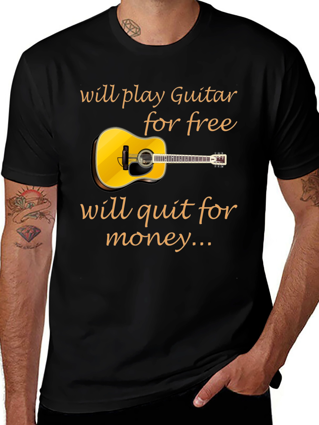 Guitar Player T-Shirt - Will Play for Free